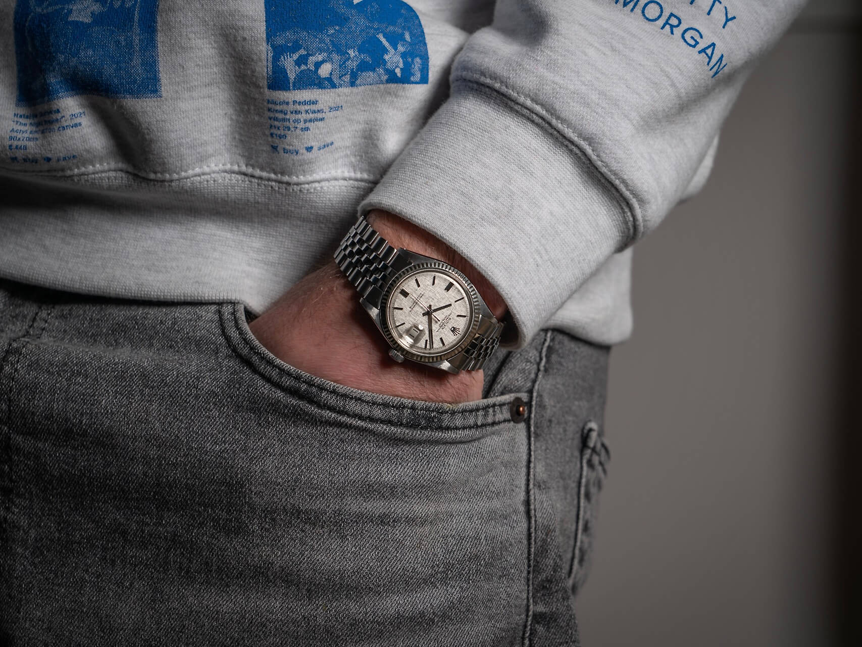 Rolex Datejust 1601 No Lume 'Black Out' Linen Dial