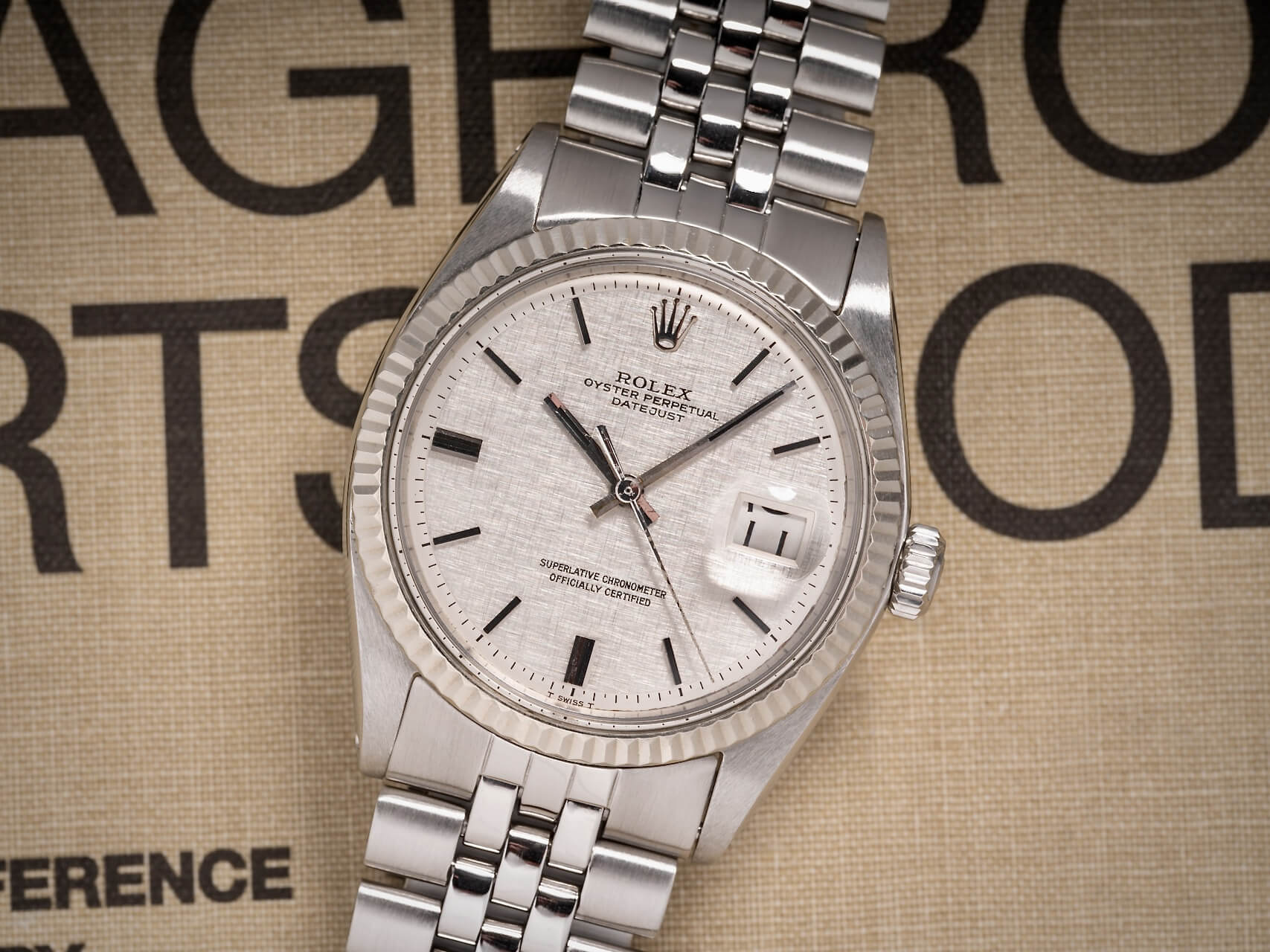 Rolex Datejust 1601 No Lume 'Black Out' Linen Dial