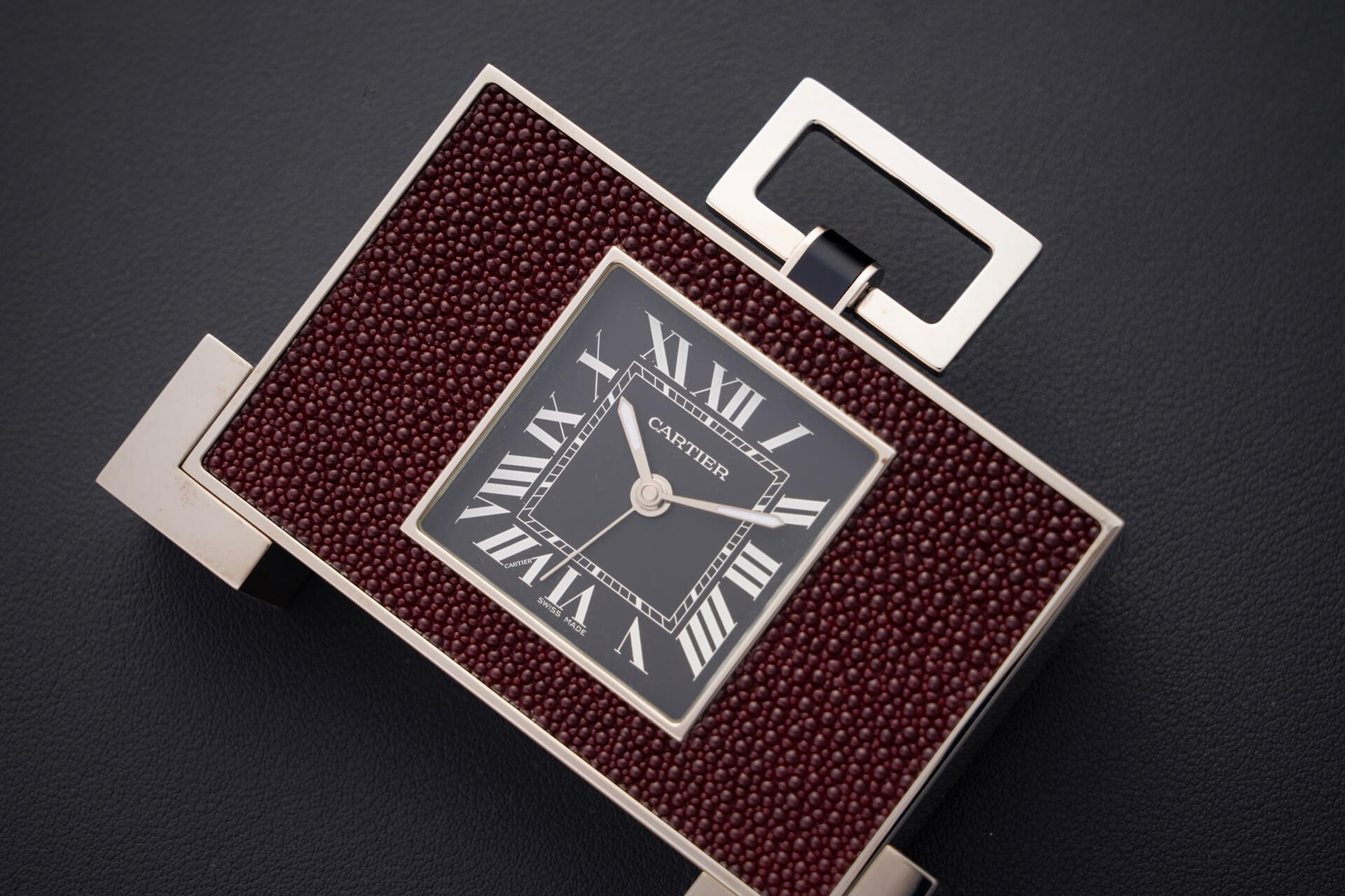 Cartier Desk Clock - Pendulette Stingray Shagreen