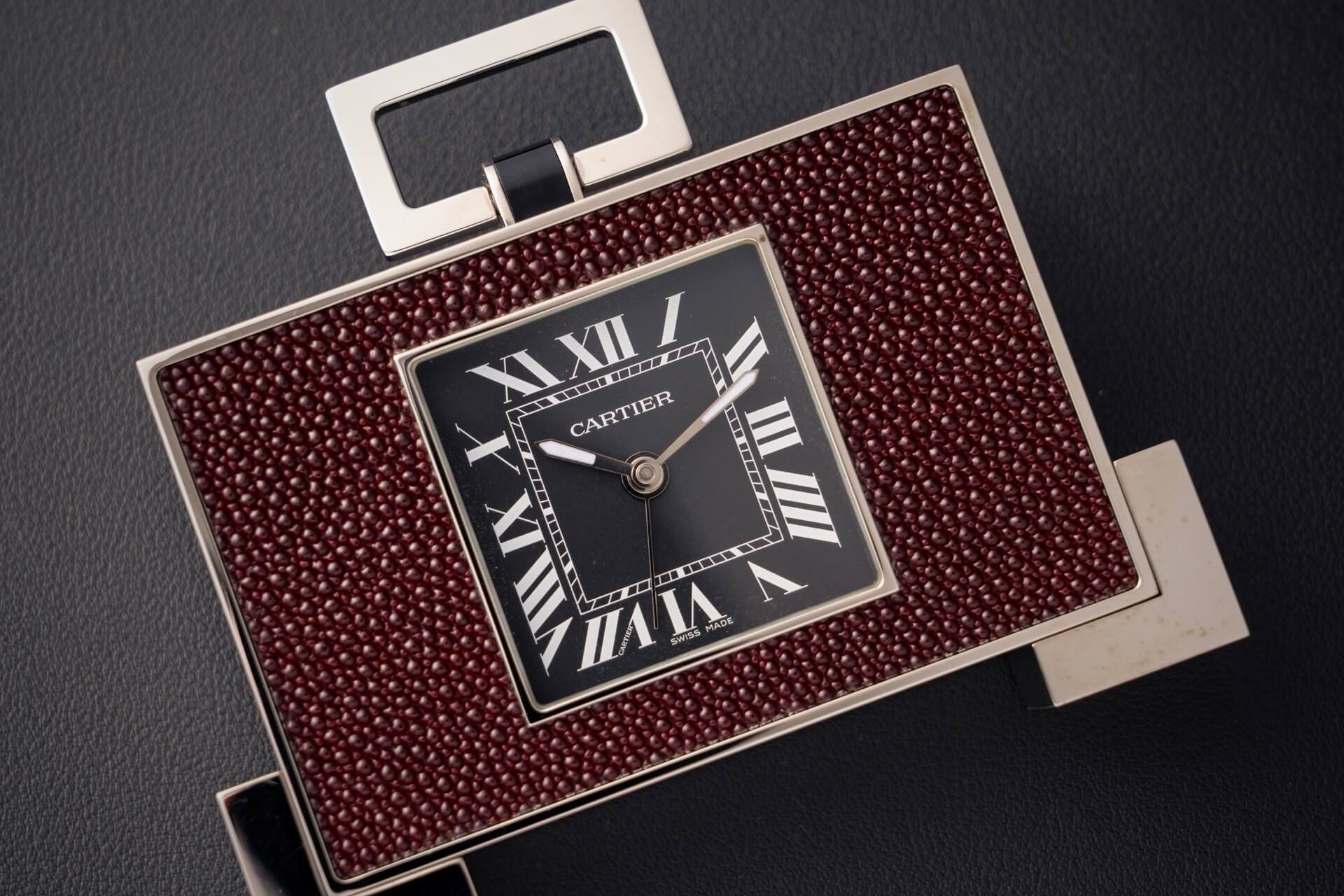 Cartier Desk Clock - Pendulette Stingray Shagreen