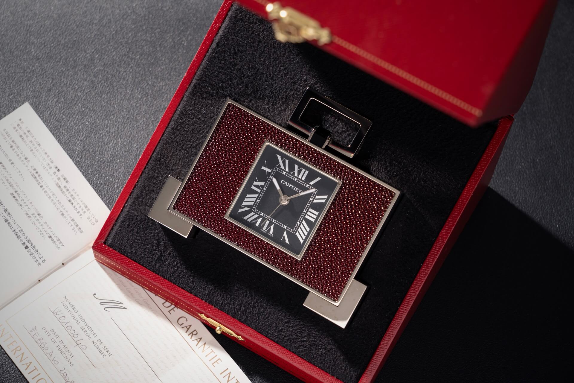 Cartier Desk Clock - Pendulette Stingray Shagreen