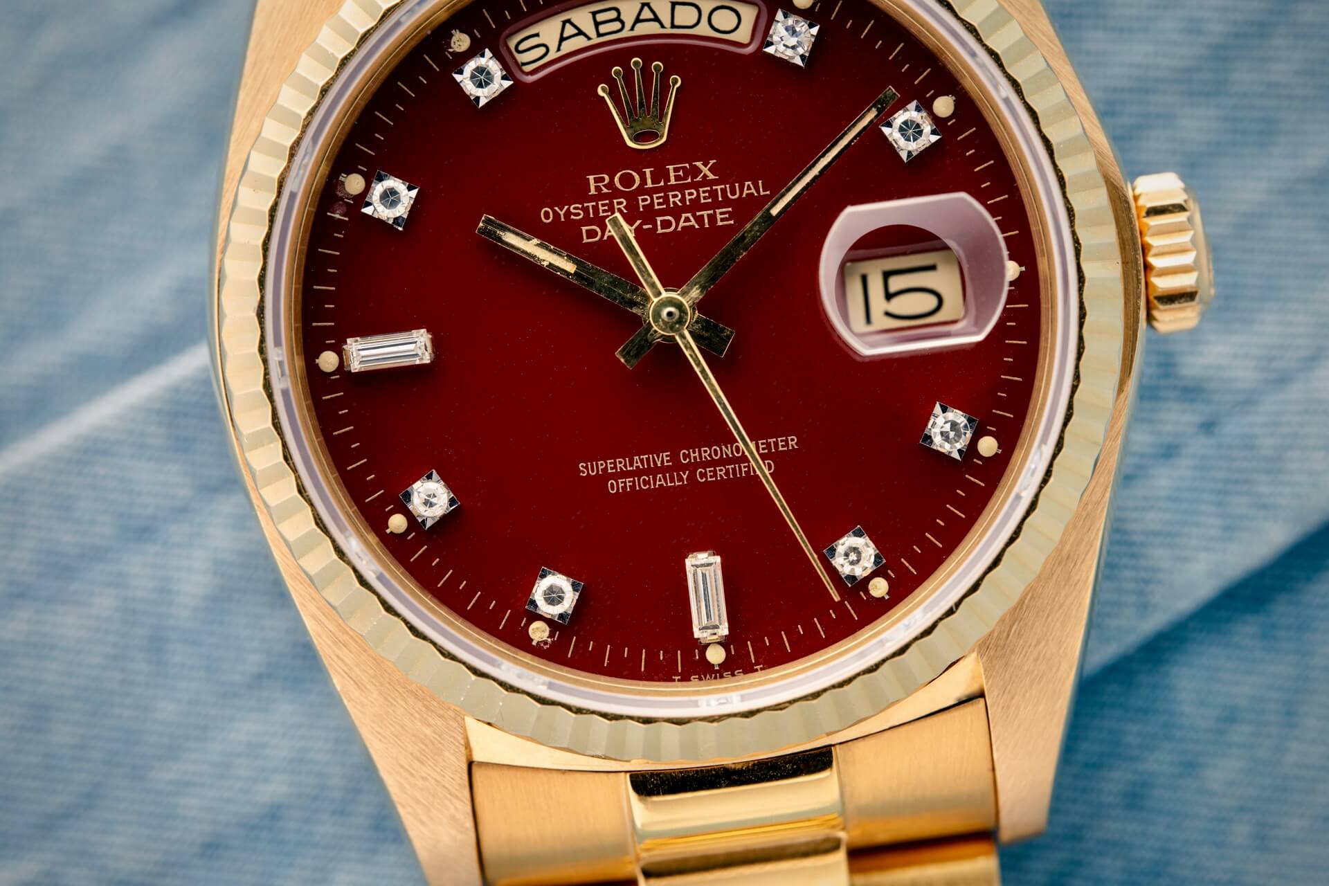 Rolex Day-Date 18038 ‘Diamond Oxblood Stella’