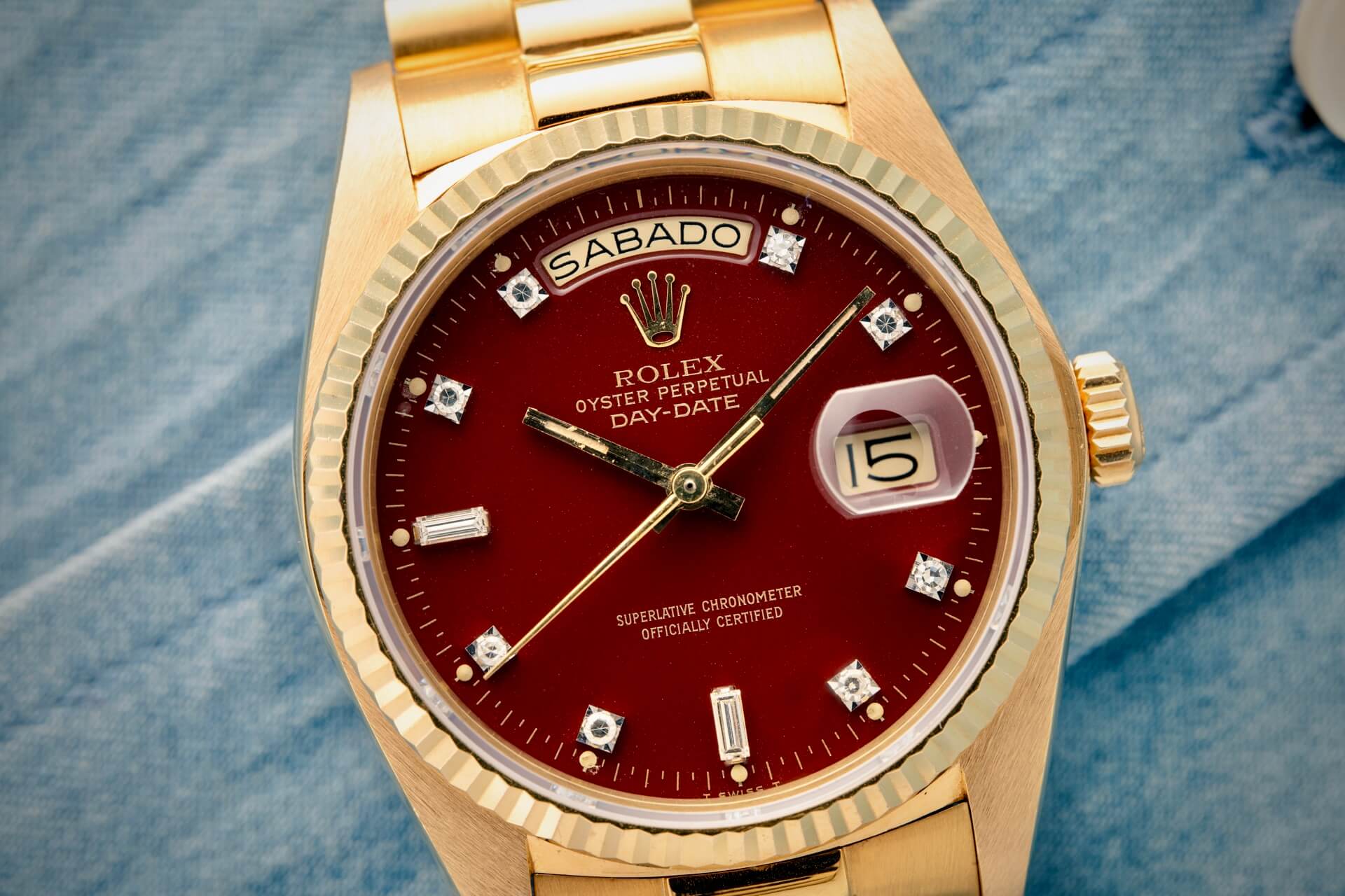 Rolex Day-Date 18038 ‘Diamond Oxblood Stella’