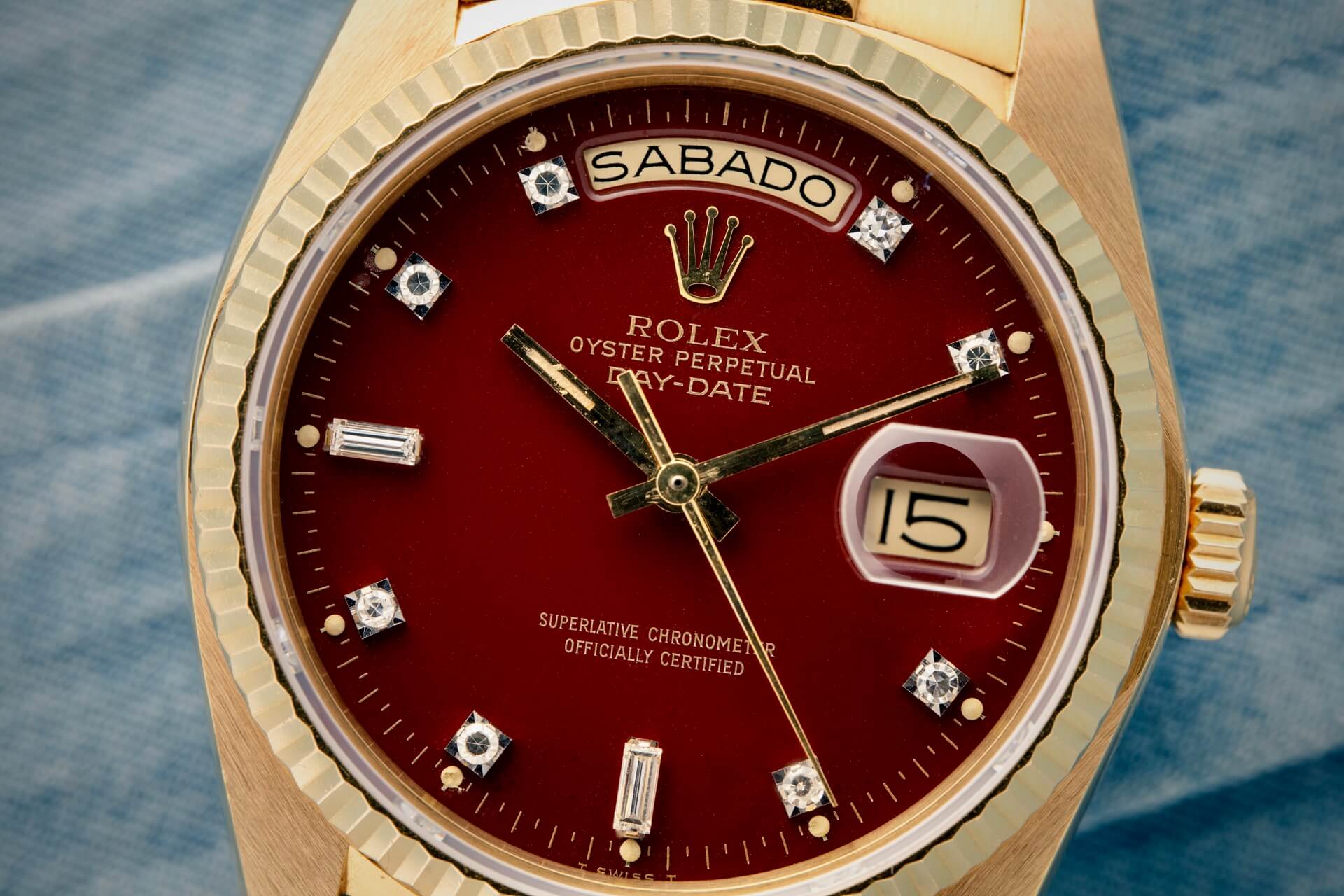 Rolex Day-Date 18038 ‘Diamond Oxblood Stella’