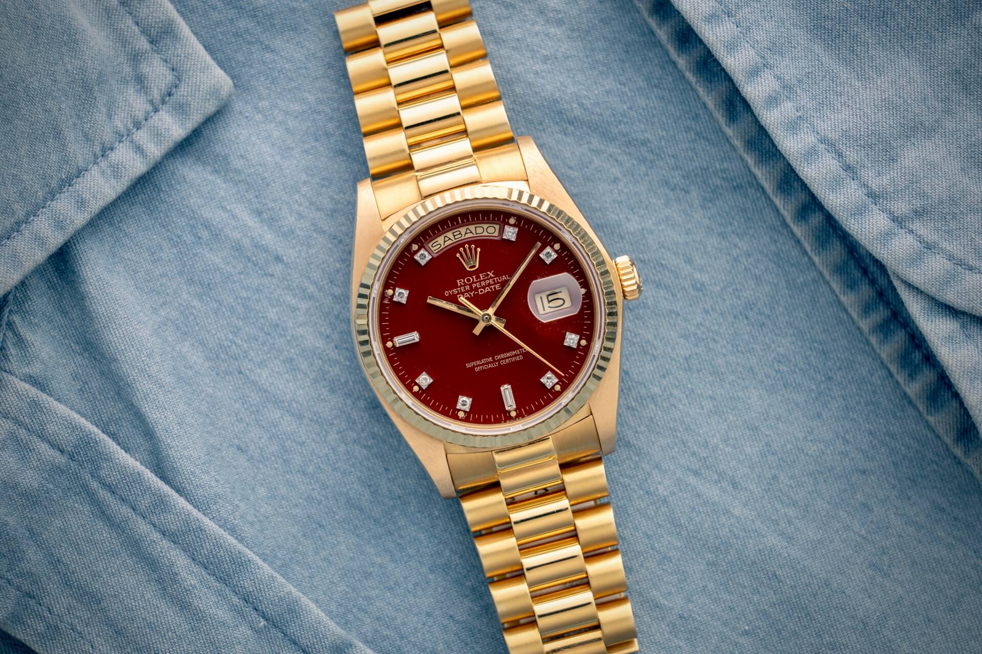 Rolex Day-Date 18038 ‘Diamond Oxblood Stella’