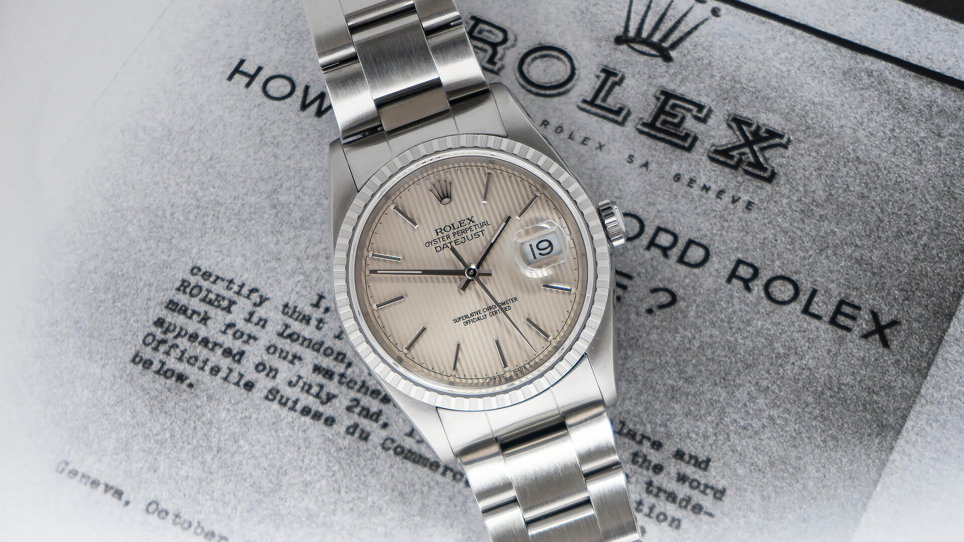Rolex Datejust Champagne 'Tapestry' Dial